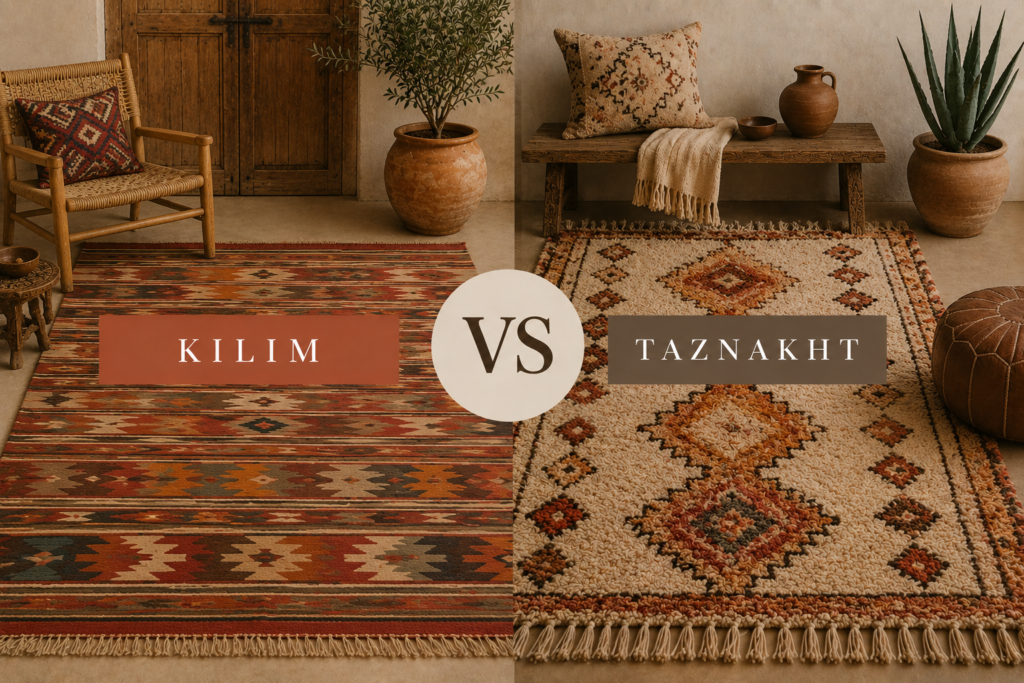 Kilim vs Taznakht Rugs: Which Moroccan Rug Is Best for Your Home?